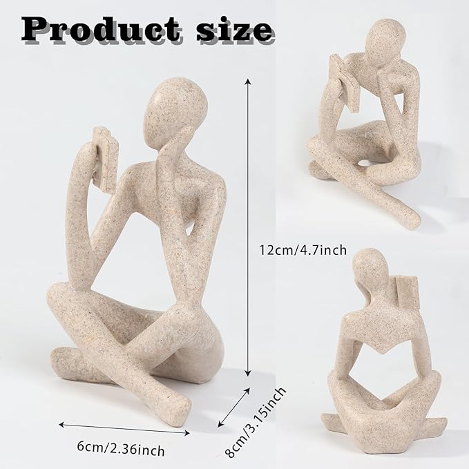 Fish Aquarium Decor Ornaments Sandstone Minimalist Resin Thinker Statue Fish Tank Decorations Small Accessories Abstract Home Decor Fish Toy for Betta Cichlid Goldfish Shrimps Hermit Crabs Turtle