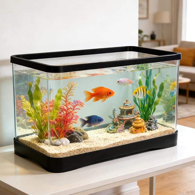 2 Gallon Plastic Rectangular Fish Tank, Large Clear Shatterproof Aquarium for Betta Fish Reptiles Succulents Flower Centerpiece, Fish Terrarium for Centerpiece Home Office Desktop Decors Gift