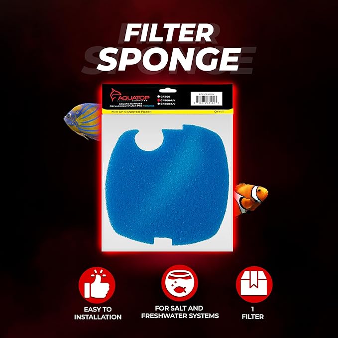 Aquatop Replacement Coarse Filter Sponge for CF-400 Series – Sponge Refills for Mechanical Filtration, Ideal for Clear Water, RCP-CF400