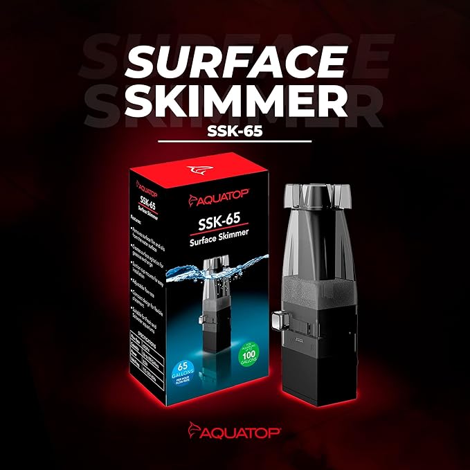 Aquatop Aquarium Surface Skimmer – 65 GPH Flow Rate – Efficient Waste Removal – Ideal for Tanks Up to 100 Gallons – Ideal for Freshwater & Saltwater Compatible