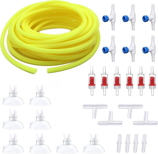 Premium 50FT 3/16inch Air Hose for Aquarium with Connector,Check Valve, Control Valve Accessories (Yellow, 50 ft.)