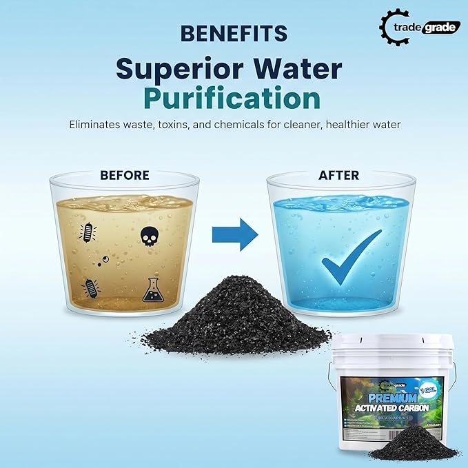 TradeGrade Premium Activated Carbon (1 Gallon) Granular Charcoal Filter Media for Aquariums & Water Purification