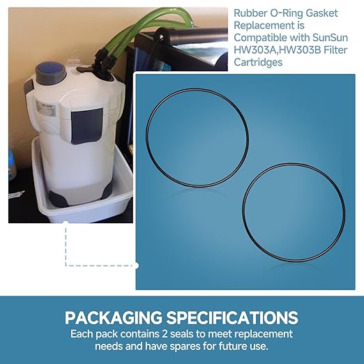 Rubber O-Ring Gasket Replacement Compatible with SunSun HW303A, HW303B Filter Cartridges Seal Gasket Accessories