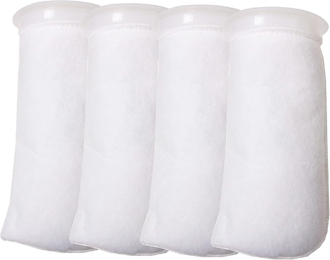 4 Pack - 4 Inch Ring Filter Socks 200 Micron - Aquarium Felt Filter Bags -4 Inch Ring By 9.5 Inch Long [Short Version] - Fits Eshopps and Aqueon