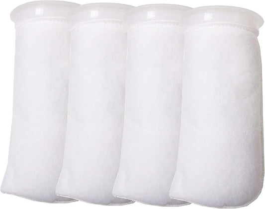 4 Pack - 4 Inch Ring Filter Socks 200 Micron - Aquarium Felt Filter Bags -4 Inch Ring By 9.5 Inch Long [Short Version] - Fits Eshopps and Aqueon