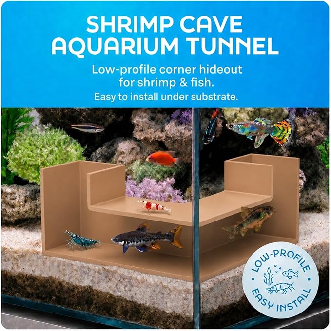 Aquarium Underground Tunnel 5", Clear Viewing Fish Tank Cave, Dual-Entrance Shrimp Hideout, Substrate Buried Decor for Betta, Loaches, Corydoras, Smooth ABS, Sand