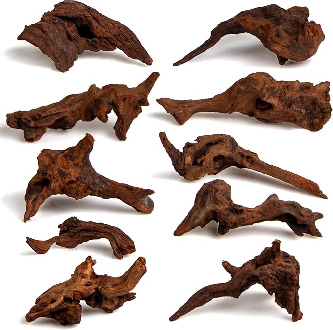 emours Natural Driftwood Small Aquarium Driftwood, 4-6", Natural Twisted Branches, Low-Tannin, Great for Shrimp/Betta & Nano Aquascapes, Also for Reptile Terrariums (10)