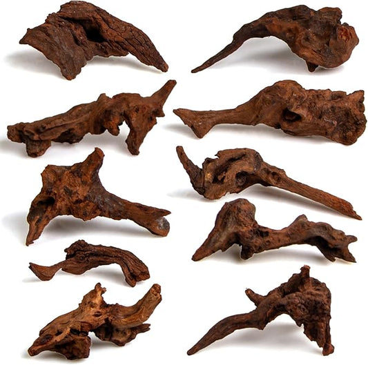 emours Natural Driftwood Small Aquarium Driftwood, 4-6", Natural Twisted Branches, Low-Tannin, Great for Shrimp/Betta & Nano Aquascapes, Also for Reptile Terrariums (10)
