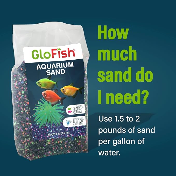GloFish Aquarium Sand 5 Pounds, Black with Highlights, Complements Tanks and Décor, (AQ-78485) (Pack of 4)