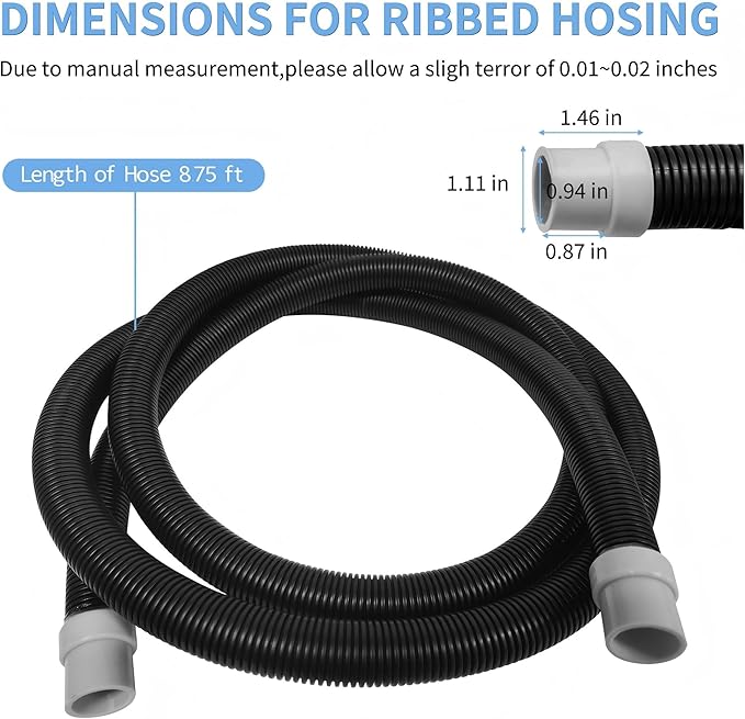 A20236 Ribbed Hosing for Fluval FX2/FX4/FX6 Canister Filters (A214, A218 and A219), Replacement for Fluval Aquarium Filter, 8.75 Ft Hose - Suitable for Freshwater and Saltwater Aquariums