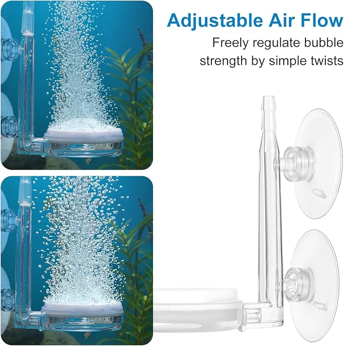 Aquarium Air Stone Disc, CO2 Diffuser for Aquarium Plants Fish Tank Nano Bubble Stone Kit Ultra-high Dissolved Bubbler Airstone with Accessories for Fish Tank and Small Bucket