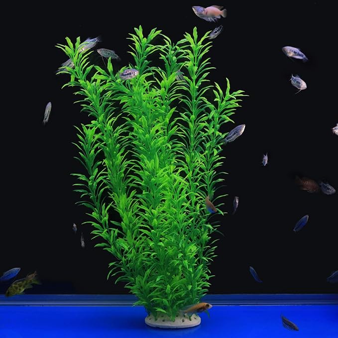 Tall Green Leaves Aquarium Décor Plastic Plants Extra Large 20 Inches Ch0701