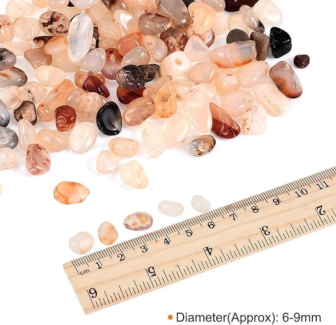 MECCANIXITY 200g/0.44lb 6-9mm Tumbled Chips Stone, Natural Crushed Crystal Quartz Irregular Polished Stones Gravel Decoration for Aquarium Plants Vase Filler, White Agate