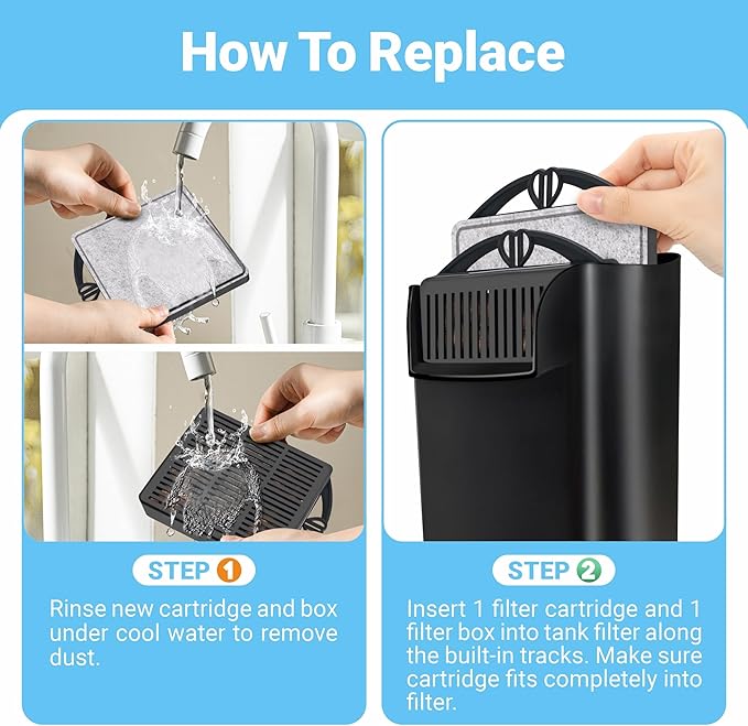 GOZILLA Aquarium Filter Cartridges,Fish Tank Filters Accessories Set,Turtle Tank Filter Replacement Includes 5 Filter Cartridges and 2 Filter Boxes.Only Suit for GZ-107 Low Water Level Tank Filter.