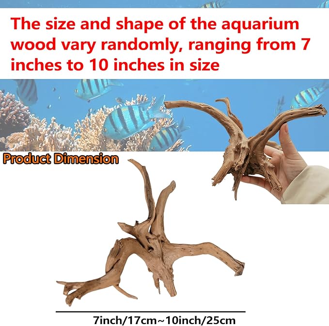Hamiledyi 7-10in Natural Aquarium Driftwood 2PCS Large Reptile Spider Wood Ornament Assorted Branches Natural Driftwood Log Fish Tank Decoration