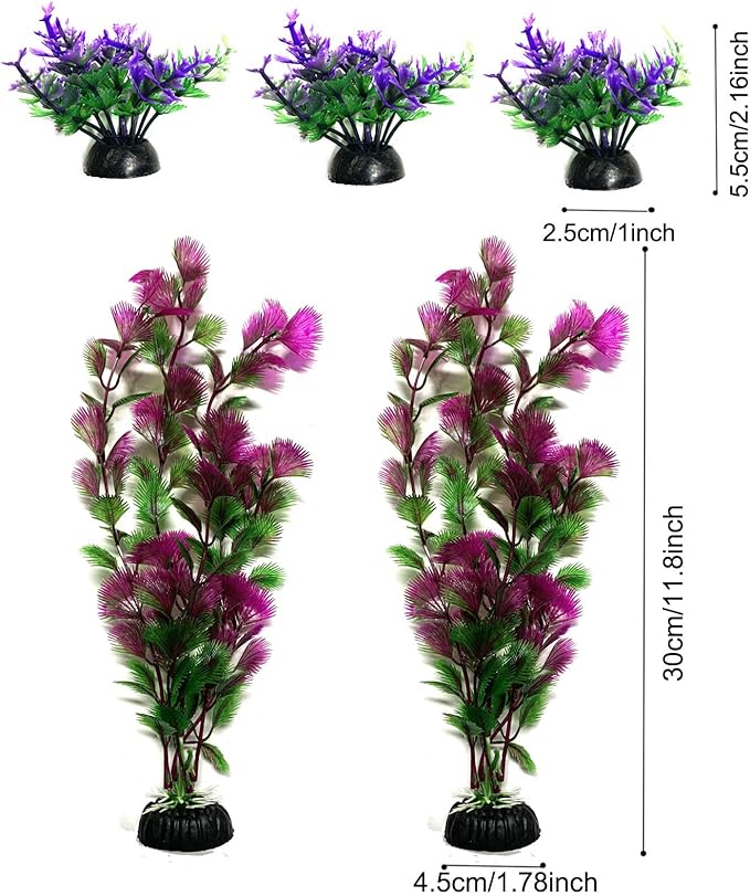 25 Pack Aquarium Plants, Fish Tank Decoration Colorful Artificial Fish Tank Decorations for Household and Office Aquarium Simulation, Small to Large and Tall