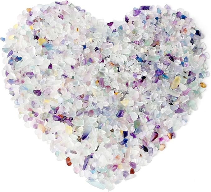 LAIDANLA Decorative Tumbled Gravel Fluorite Crystals Chip Polished Bulk Natural Gem Aquarium Gravel Rocks Pebbles Fish Tank Gravel Vase Filler Succulents Terrarium Supplies 100g