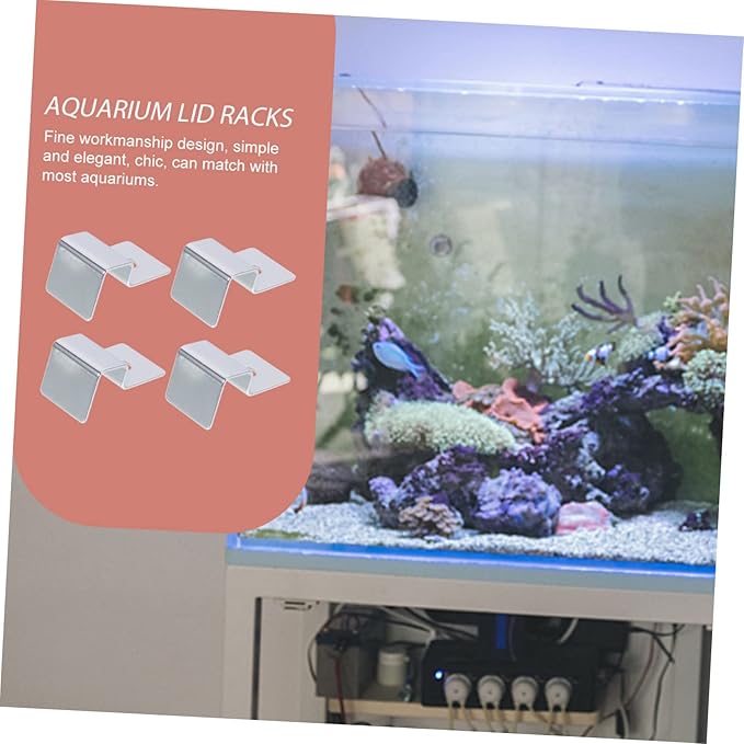 Kisangel 20pcs Stainless Steel Fish Tank Lid Support Racks Aquarium Cover Clips Secure Glass Lid Holders for Aquariums and Fish Mouth Clamps for Thick Glass