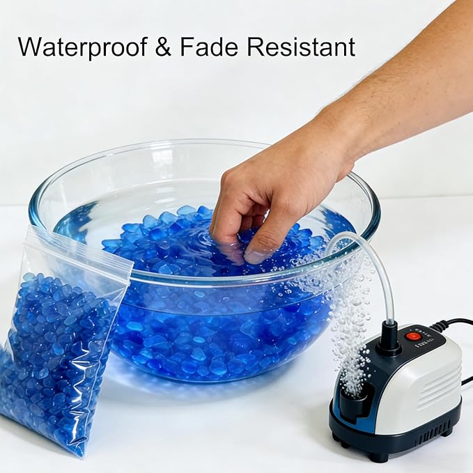 Small Sea Glass Stones, 0.55LB/8.8oz Aquarium Substrate Gravel Sand Clear Glass Pebbles Marble Aquarium Fish Tank Rocks Gravel for Turtle Tank, Vase Fillers, Fairy Garden, Potted Plants(Cobalt Blue )