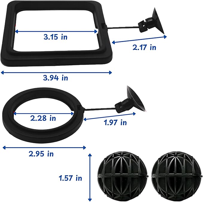 Turtle Feeding Ring for Fish Tank with Filter Balls Set, Floating Feeding Ring for Fish Tank and Nitrifying Balls, Aquatic Turtles Toys, Feeder for Betta Guppy Goldfish (Black)