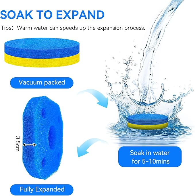 6Pack Sponge Filter Replacement for VIVOHOME Pond Filter 2380 GPH 2630 GPH or VIVOGROW 2380/2630 GPH Bio Pressure Pond Filter Media Pads for Sunsun CPF-250/180 for Outdoor Ponds, Koi Ponds