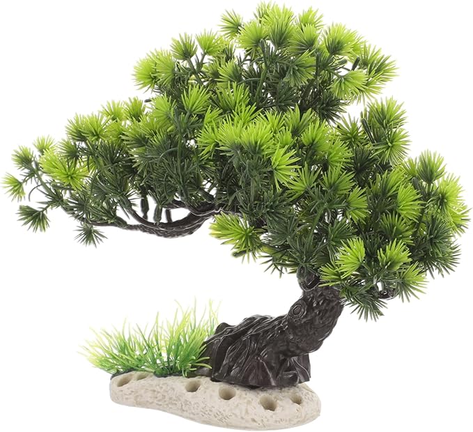 Housoutil Aquarium Artificial Plastic Plants Decoration - Bonsai Tree Plant Fish Tank Decorations Artificial Aquarium Plants Tree - Fish Tank Hides Complete Tree