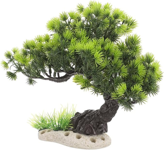 Housoutil Aquarium Artificial Plastic Plants Decoration - Bonsai Tree Plant Fish Tank Decorations Artificial Aquarium Plants Tree - Fish Tank Hides Complete Tree