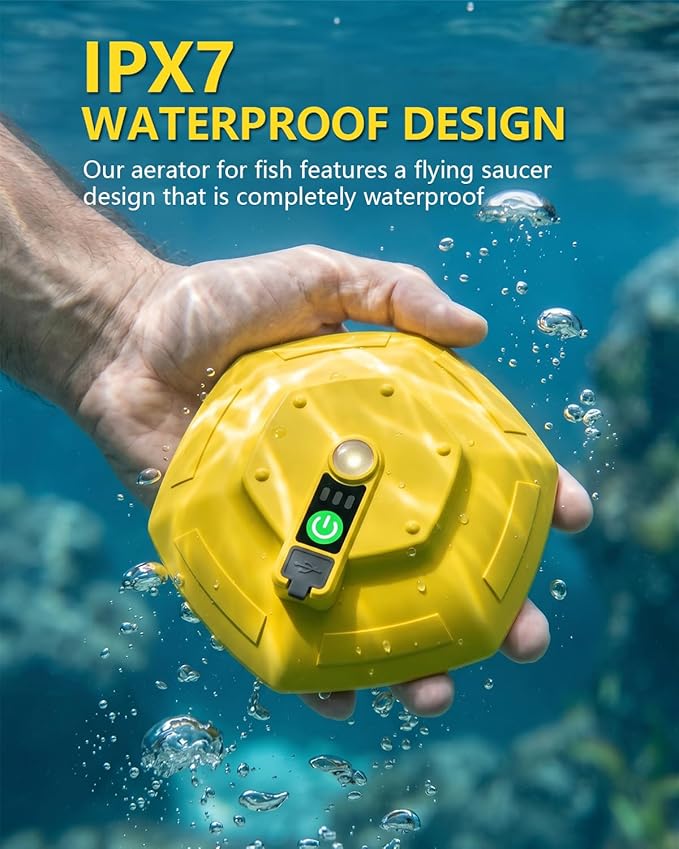 Aerator for Fish Live Minnows Bucket Bait with Fishing Floats Tank Air Bubbler Rechargeable Floating Pump Cooler Basket Portable Well Continuous Oxygen Faucet Tanks Bubble