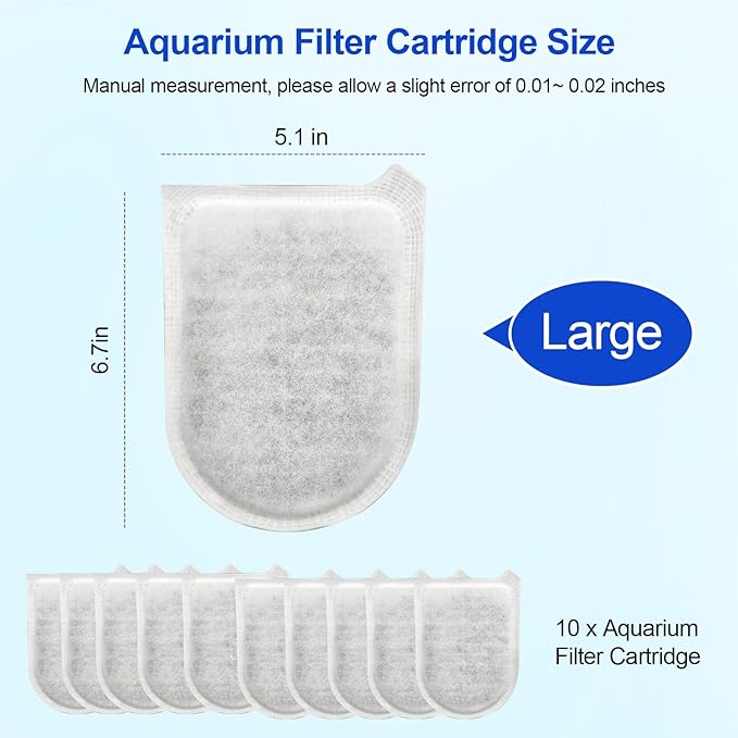 Aquarium Carbon Filter for Tetra Whisper EX, Fish Tank Carbon Filter Cartridges Large for Whisper EX30/EX45/EX70-10 Pack