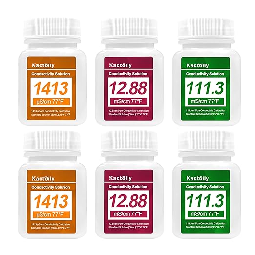 Kactoily EC Calibration Solution Kit (1413 μS/cm, 12.88 mS,111.3 mS/cm) Solution for Aquarium Monitor and Smart Pool Monitor