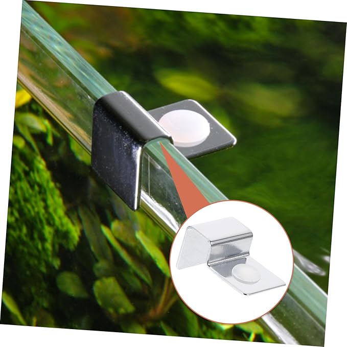 Ipetboom 3sets Stainless Steel Aquarium Clips 10mm Easy Install Tank Mounting Clip for Glass Cover 4pcs*3