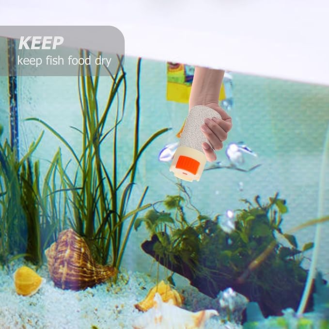 Fish Feeder Bottle for Small Aquarium, Non-Automatic Metering Feeding Container, Beige Moisture-Proof Fish Food Dispenser for Goldfish and Turtle Tanks