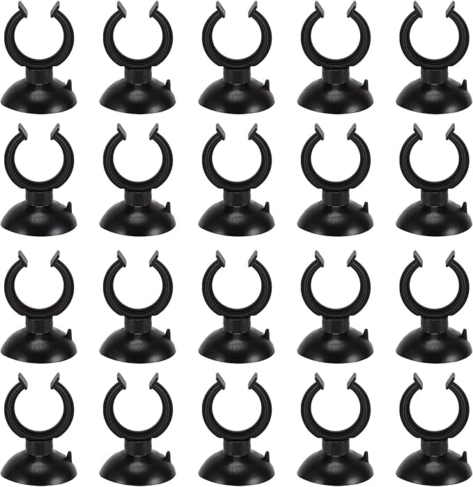 Aquarium Suction Cup, Aquarium Sucker Clip, Suction Cups Airline Tubing Holder, Fish Tank Accessories for Aquarium Fish Tank, Black, 0.79" 20 Pcs 20 Pcs