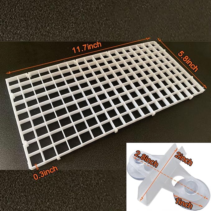 5 Pcs Aquarium Divider Tank Divider Panel Adjustable Plastic Bottom of Fish Tank Isolation for Shrimp Guppy Separation Easy to Cut Install with 10 Pcs Sucker (White)