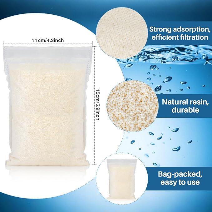 RAINFLOW Aquarium Resin - Organic Filtration Resin Remove Driftwood Tannins,Aquarium Filter Media Bags for Aquarium, Freshwater and Saltwater, Fish Tank,Trutle, Pond (3)