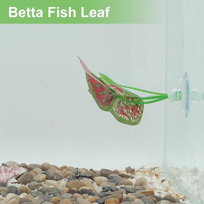 Betta Fish Leaf, Natural Habitat Simulation for Betta Spawnings Grounds, Betta Spawnings Leaves, Resting Bed, Large Small Leaves, Red Green