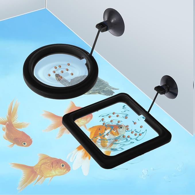 2 PCS Aquarium Feeding Ring, Fish Feeding Rings Automatic Fish Feeder with Suction Cup Betta Feedings Ring Practical Round Floating Food for Betta, Guppy, Goldfish