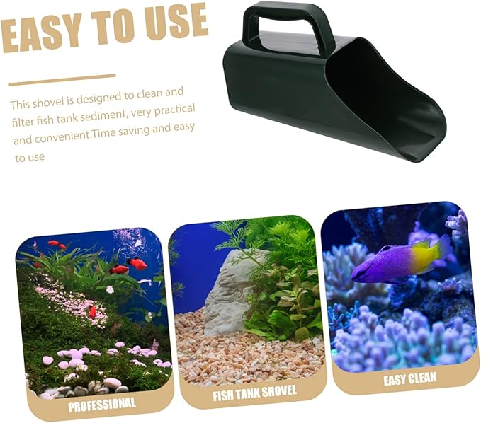 Toddmomy Creative Fish Tank Cleaning Shovel Tool Ergonomic Aquarium Sand Shovel for Sediment Removal Comfortable Handle for Easy Use for Fish Tank Maintenance Green