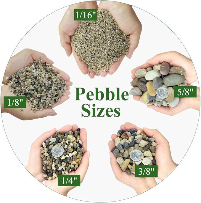 YISZM 5lbs Aquarium Gravel, 1/16"(0.6-1.2mm) Natural River Rocks Succulent Cactus Pea Gravel for Plants, Fish Tank, Decorative Pebbles for Gardening, Flower Pots, Vase Fillers, Landscaping