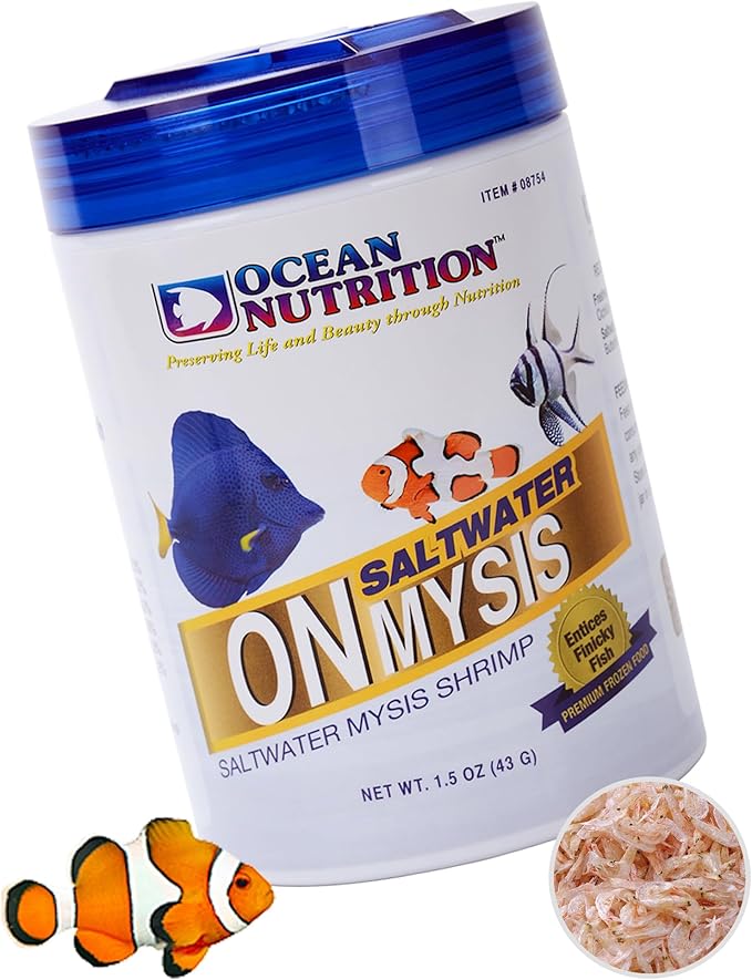 Ocean Nutrition Premium Freeze-Dried Mysis Shrimp - 1.5 Oz Natural Fish Food for Saltwater Fish Shrimp Food - Ideal for Tetras, Angels, Seahorses