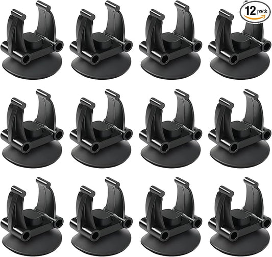 AQUANEAT 12 Pack Aquarium Suction Cups with Clip Black,for 0.75" Aquarium Heater and Large Submersible Light, Tubing Hose, Plant Fish Tank