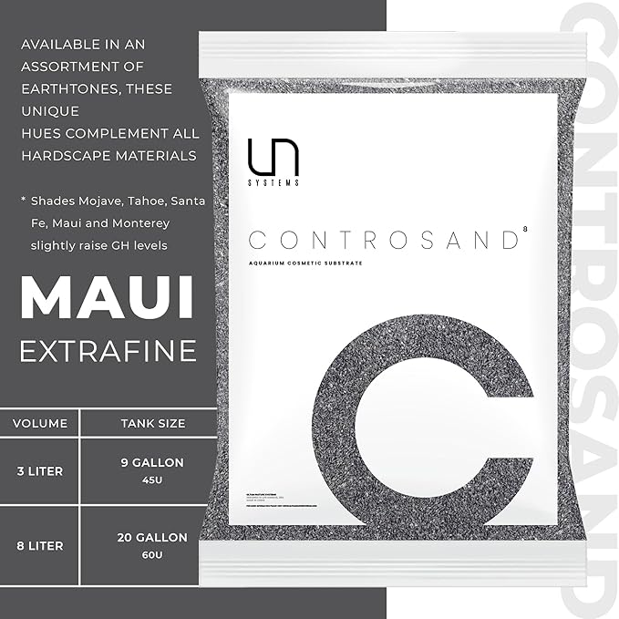 UNS Controsand - Maui, 3L - Natural Freshwater 0.4-0.9mm Black Sand for Aquascaping Planted Tanks - Aquarium, Terrarium, Paludarium Substrate for Betta, Shrimp, Fish, Jumping Spider, Turtle