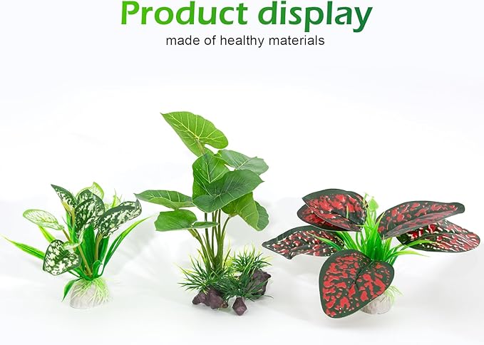 Reptile Artificial Plants 3PCS Terrarium Plants Aquarium Plants Decorations for Amphibian Habitat Decor