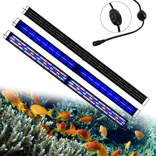 Upgraded Aquarium Light LED Full Spectrum 72-84 inch Foldable Adjustable Hood Lamp for Freshwater Marine Plant 180-210 cm Multi-Color Decorations Fish Tank Light