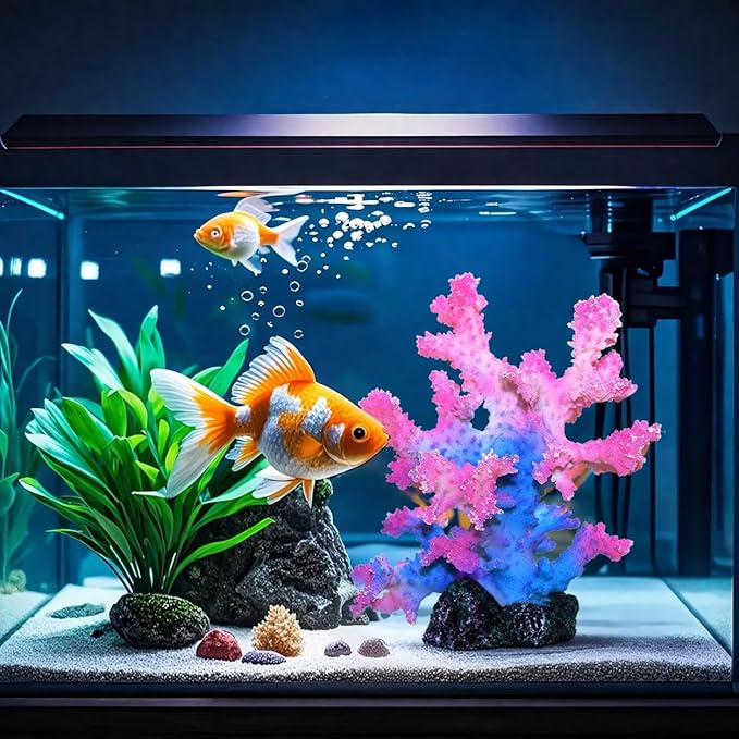 Polyresin Coral Ornament for Fish Tank Decorations,Aquarium Landscape Decor - Safe for Saltwater & Freshwater,Blue&Pink