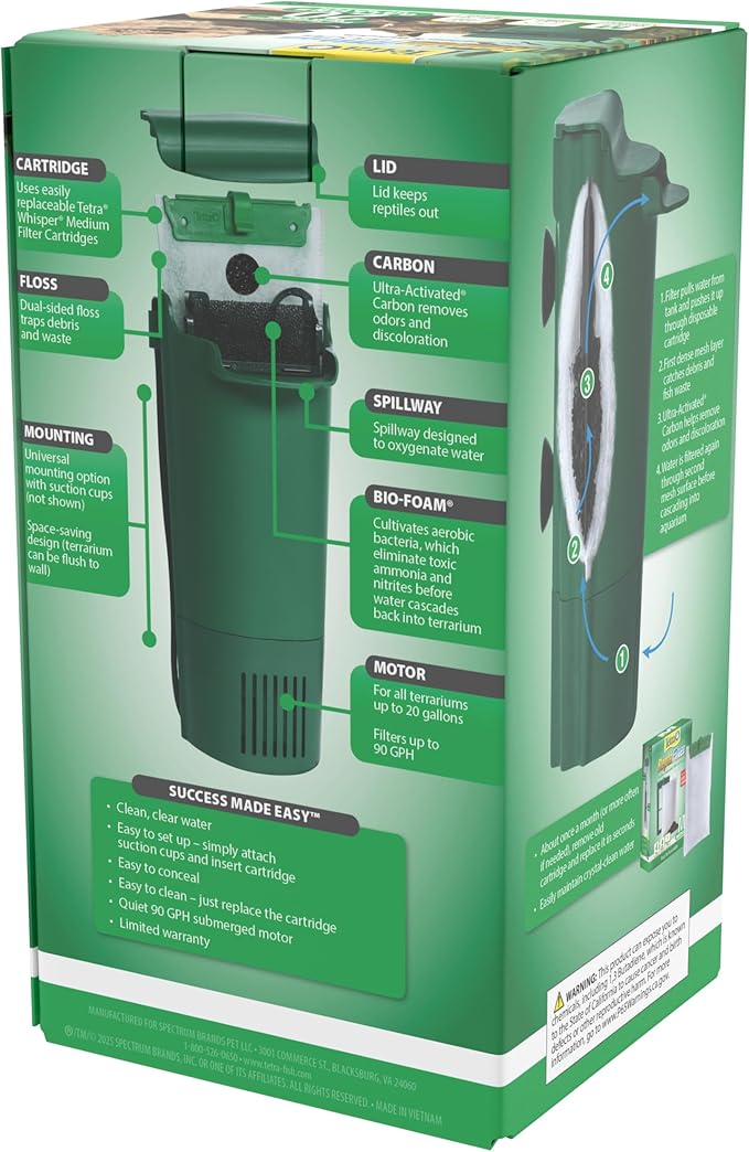 Tetra ReptoFilter, Terrarium Filtration, Keeps Water Clear