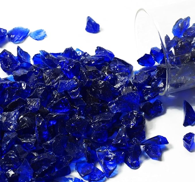 1 Lb Dark Blue,Large Crushed Sea Glass,Sea Glass Decor,Irregular Glass Rocks for Tabletop Fountain Fillers,Aquarium,Fish Turtle Tank Decorations,DIY Crafts,Flowerpot Decoration