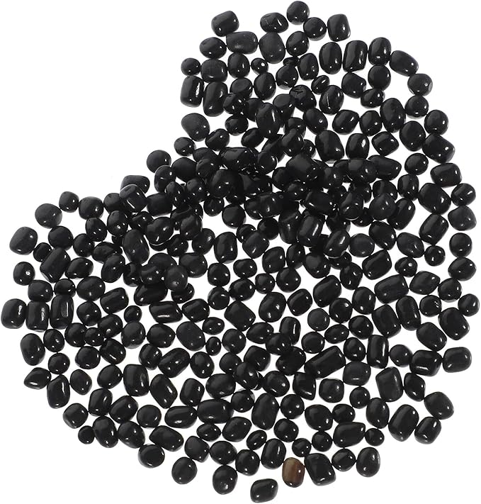 Healifty Black Aquarium Gravel Fish Tank Rocks 3-5mm Glass Beads Decorative Landscaping Stones for Vase and Aquatic Pets Tank Bottom Sand