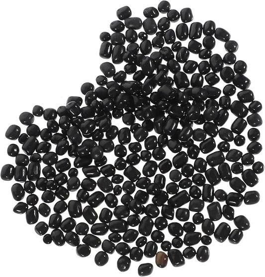 Healifty Black Aquarium Gravel Fish Tank Rocks 3-5mm Glass Beads Decorative Landscaping Stones for Vase and Aquatic Pets Tank Bottom Sand