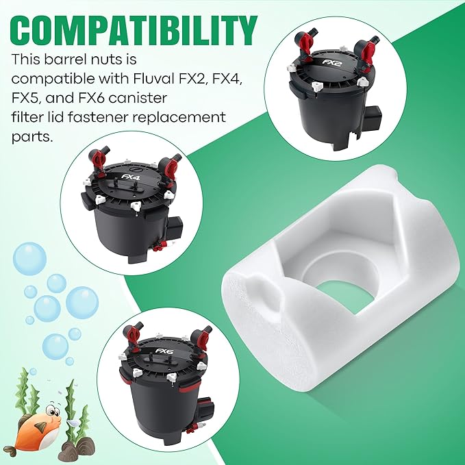 18 Pack Lid Fastener Barrel Nut Compatible with Fluval FX6 FX5 FX4 FX2 Canister Filter, Aquarium Filter Lid Fastener Replacement Part, Lock Nut Clamp Accessories (Barrels Only)(White)